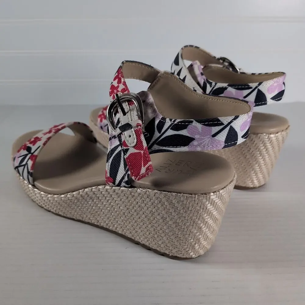 Naturalizer Stella Platform Wedge Sandals Womens 10W 10 Wide Resort Floral Print